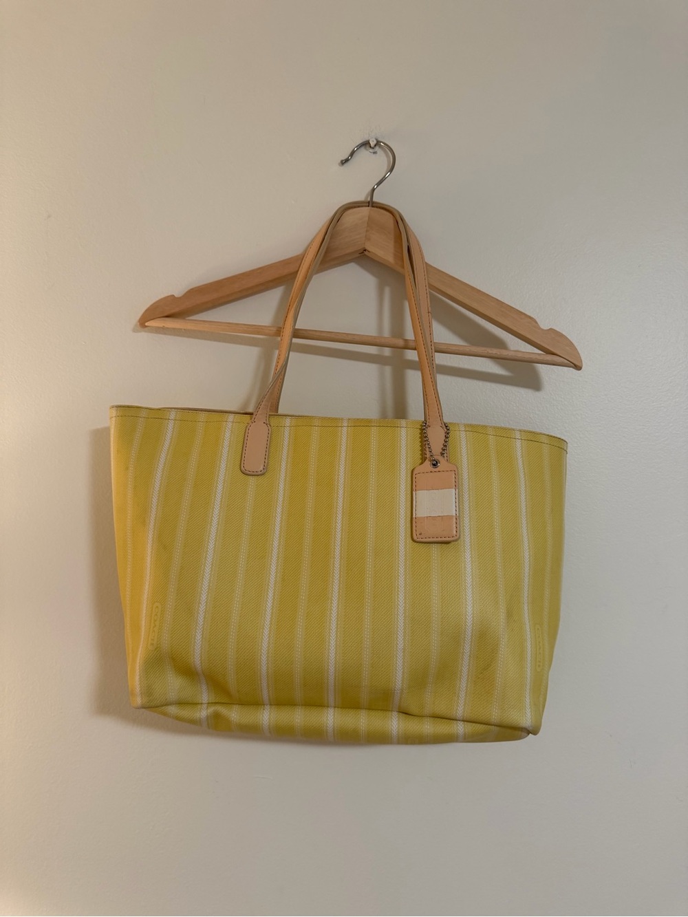 Coach Legacy Weekend Ticking Stripe Yellow Tote Bag 23108